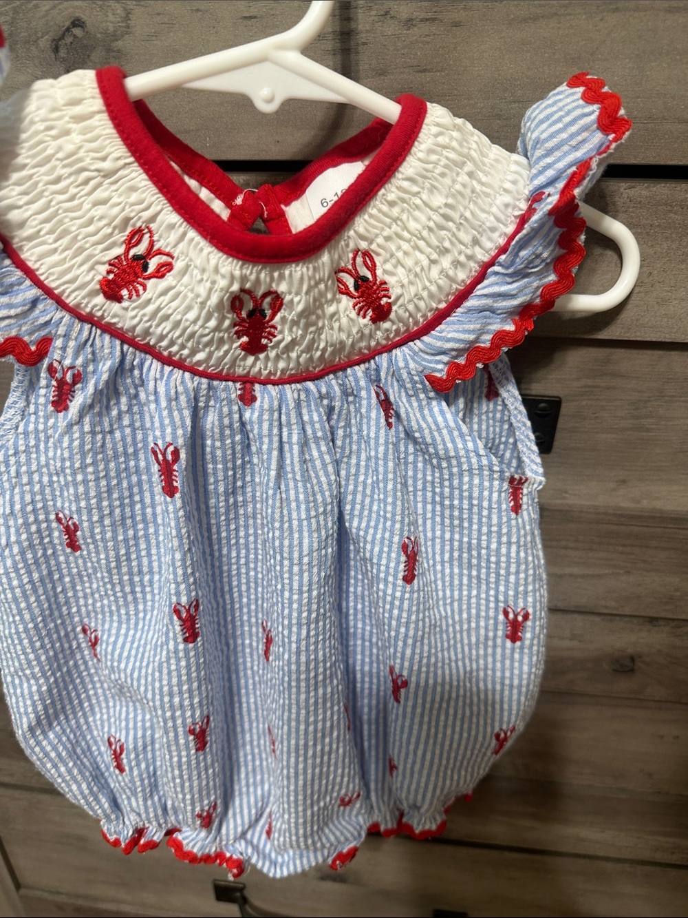 Red Lobster Embroidered Bubble Romper - Kids Accessories